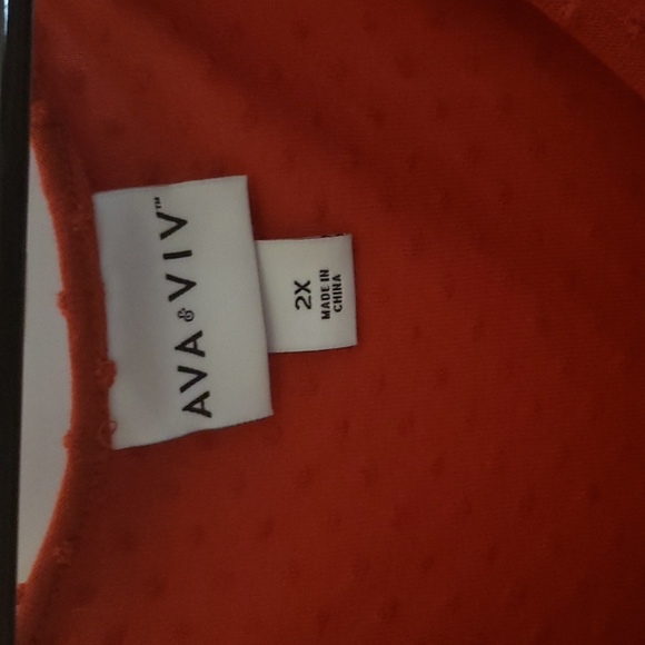 Ava & Viv Orange Clipdot Blouse - Picture 2 of 3